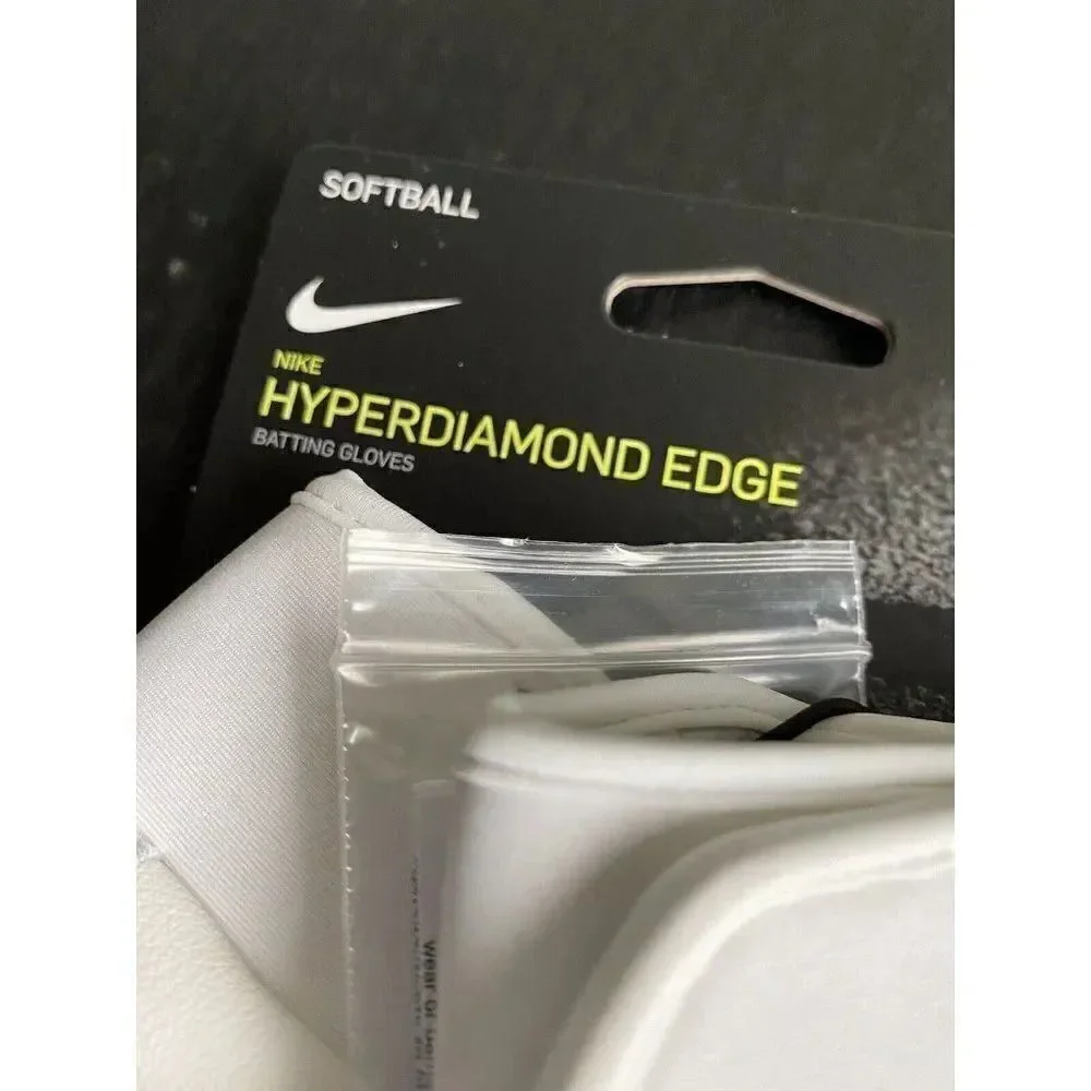 Nike HYPERDIAMOND EDGE Softball Batting Gloves White Gray 86135 Unisex Sz XL NEW